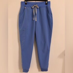 FIGS Zamora high-waisted jogger scrub pants in Ciel Blue
